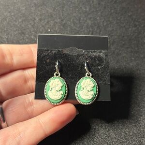Elegant Green Cameo Earrings